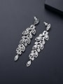 thumb Brass Cubic Zirconia Leaf Statement Cluster Earring 3