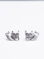 thumb 925 Sterling Silver Icon Cat Vintage Stud Earring 2
