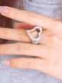thumb Brass Cubic Zirconia Heart Statement Band Ring 1