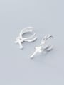 thumb 925 Sterling Silver  Minimalistv Cross Clip Earring 1
