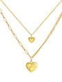thumb Stainless steel Double Layer Chain Minimalist  Heart Pendant Necklace 0