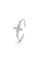 thumb 925 Sterling Silver Cubic Zirconia Clover Dainty Band Ring 0