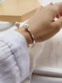thumb 925 Sterling Silver Imitation Pearl White Round Trend Cuff Bangle 1
