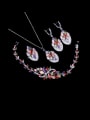 thumb Brass Cubic Zirconia Luxury Leaf   Ring Earring Braclete And Necklace Set 3