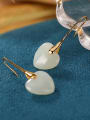 thumb 925 Sterling Silver Jade Heart Minimalist Hook Earring 1