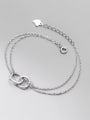 thumb 925 Sterling Silver Double Round Square Minimalist Strand Bracelet 3