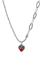 thumb 925 Sterling Silver Enamel Friut Vintage Asymmetrical Chain Heart Necklace 3