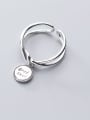 thumb 925 Sterling Silver  Vintage Retro Double Knot Round Card LUCK Letter Band Ring 0