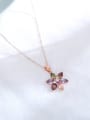 thumb Brass Cubic Zirconia Multi Color Flower Dainty Necklace 3