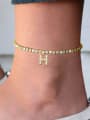 thumb Stainless steel Cubic Zirconia Vintage   Letter Pendant Anklet 1