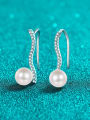 thumb 925 Sterling Silver Moissanite Round Dainty Hook Earring 0