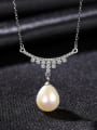 thumb 925 Sterling Silver Imitation Pearl Water Drop Dainty Necklace 4