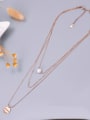 thumb Titanium Steel Imitation Pearl Tassel Minimalist Multi Strand Necklace 2