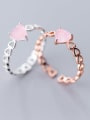 thumb 925 Sterling Silver Opal Pink Heart Minimalist Band Ring 0