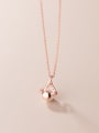 thumb 925 Sterling Silver Imitation Pearl Triangle Minimalist Necklace 4