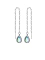 thumb 925 Sterling Silver Multi Color Water Drop Minimalist Threader Earring 0