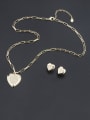 thumb Brass Statement Heart  Rhinestone Earring and Necklace Set 0