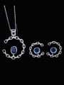 thumb Brass Cubic Zirconia Luxury Oval Earring and Necklace Set 1