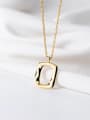thumb 925 Sterling Silver Simple glossy hollow geometric pendant Necklace 1