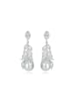 thumb Brass Cubic Zirconia Leaf Trend Cluster Earring 0