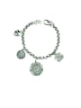 thumb Vintage Sterling Silver With Retro Flower Shaped Letter Card Multilayer Chain Bracelet 0