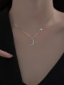 thumb 925 Sterling Silver Cubic Zirconia Moon Minimalist Necklace 1