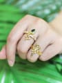 thumb Brass Cubic Zirconia Snake Tiger Vintage Band Ring 1