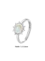 thumb 925 Sterling Silver Synthetic Opal Flower Dainty Band Ring 2