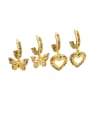 thumb Brass Cubic Zirconia Heart Dainty Huggie Earring 0