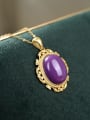 thumb 925 Sterling Silver purple mica Vintage Oval Pendant 3