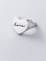 thumb 925 Sterling Silver Heart Minimalist Letter Band Ring 1