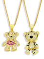 thumb Brass Cubic Zirconia Bear Vintage Bear  Tiger Pendant Necklace 0