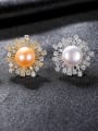 thumb 925 Sterling Silver Cubic Zirconia Flower Statement Stud Earring 2