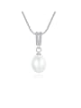 thumb 925 Sterling Silver Freshwater Pearl Simple pendant  Necklace 0