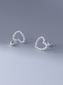 thumb 925 Sterling Silver Bead Heart Minimalist Stud Earring 3