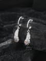 thumb 925 Sterling Silver Cubic Zirconia Feather Vintage Drop Earring 2