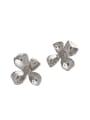 thumb 925 Sterling Silver Rhinestone Flower Vintage Stud Earring 4