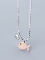 thumb 925 Sterling Silver Bead chain Minimalist Fish pendant Necklace 1