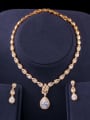 thumb Copper Cubic Zirconia Luxury Water Drop Earring and Necklace Set 1