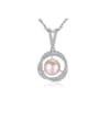 thumb 925 Sterling Silver 3A Zircon Freshwater Pearl Pendant Necklace 0
