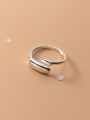 thumb 925 Sterling Silver Smooth Geometric Minimalist Band Ring 1
