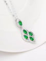 thumb Copper Cubic Zirconia Green Geometric Dainty Necklace 1