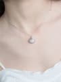 thumb 925 Sterling Silver Imitation Pearl Geometric Dainty Necklace 1