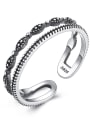 thumb 925 Sterling Silver Fashion double deck Vintage Stackable Ring 0