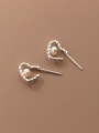 thumb 925 Sterling Silver Imitation Pearl Twist Heart Cute Stud Earring 3