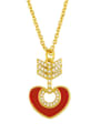 thumb Brass Cubic Zirconia Enamel Heart Vintage Necklace 1