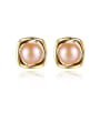 thumb 925 Sterling Silver Freshwater Pearl White Square Minimalist Stud Earring 0