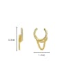 thumb Brass Cubic Zirconia Geometric Hip Hop Clip Earring 2