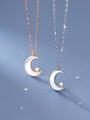thumb 925 Sterling Silver Shell Moon Minimalist Pendant Necklace 0