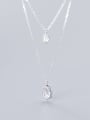 thumb 925 Sterling Silver Cubic Zirconia White Water Drop Minimalist Multi Strand Necklace 3